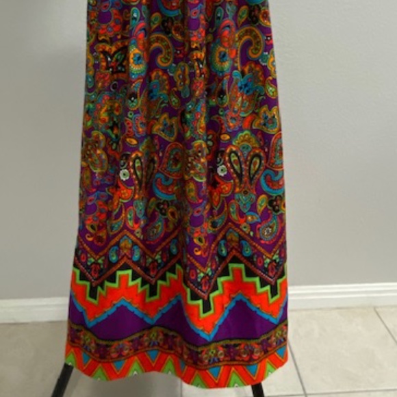 Vintage 80's Handmade Paisley Rosewood Maxi Skirt - Picture 2 of 7